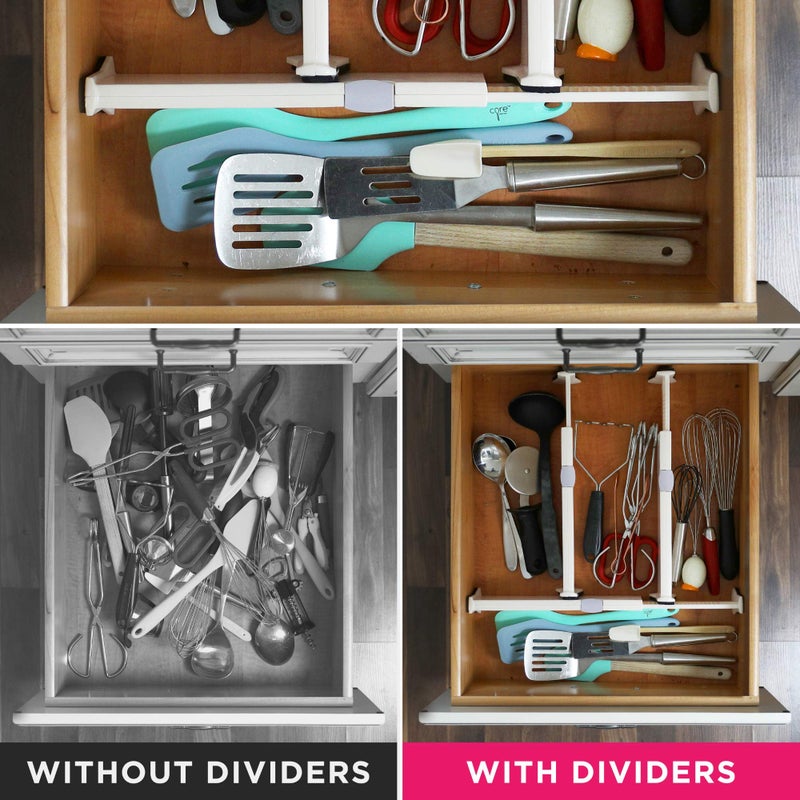Berry Ave 4 Adjustable Drawer Dividers, Organize Silverware and Utensils in Home Kitchen, Divider for Clothes in Bedroom Dresser, Designed to Not Snag Underwear and Bra Fabrics, Bathroom Storage Organizers - Image 5